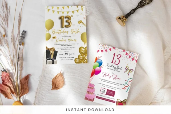 13Th Birthday Invitation Template It 68 Feature Images 1 Editable 13th birthday invitation canva template - image 3