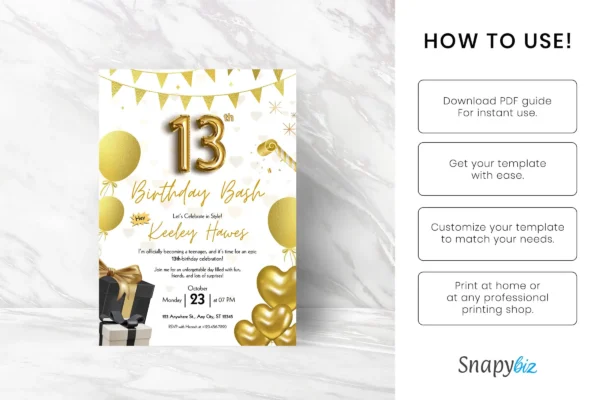13Th Birthday Invitation Template It 68 Feature Images 5 1 Editable 13th birthday invitation canva template - image 7