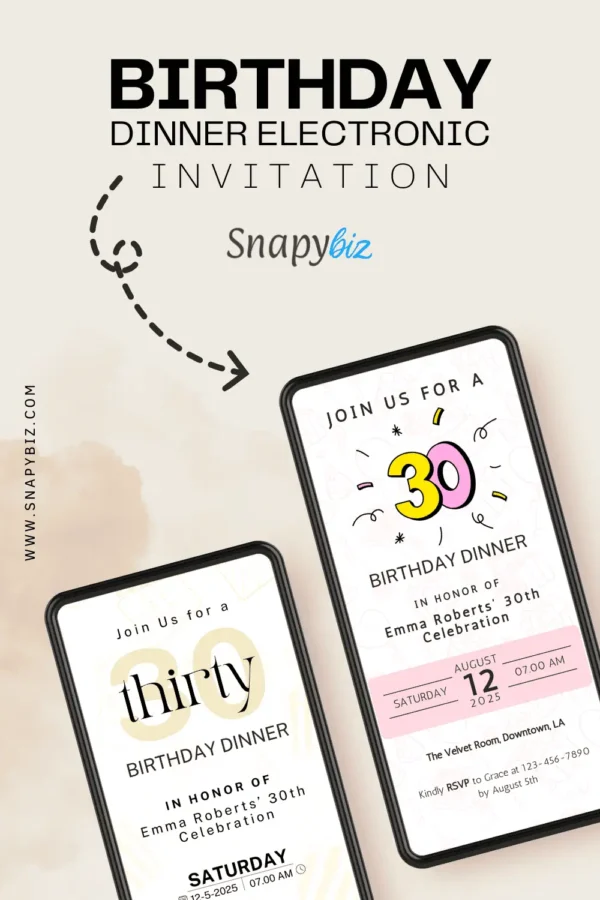 Birthday Dinner Electronic Invitation It 25 Birthday dinner electronic invitation canva template - image 13