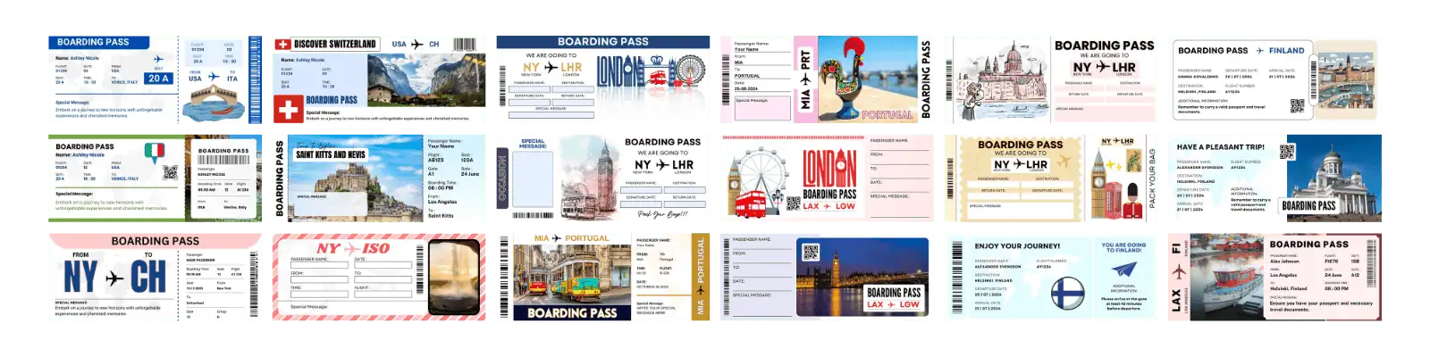 Editable boarding pass Canva template for surprise trip gift