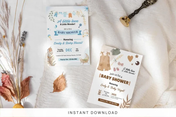 Editable boho baby shower invitation canva template - image 12