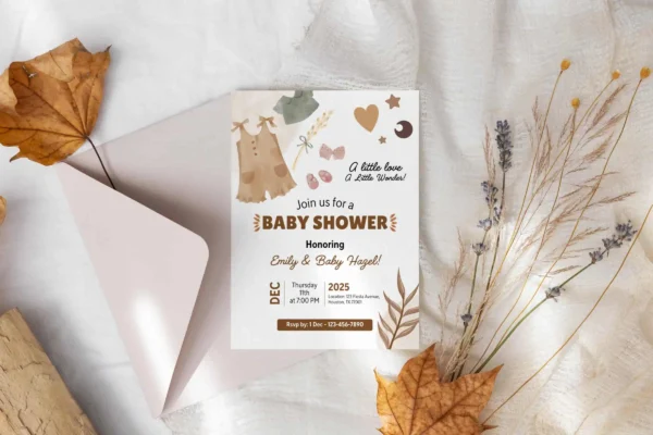 Editable boho baby shower invitation canva template - image 11