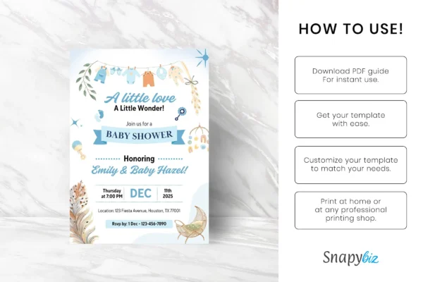 Editable boho baby shower invitation canva template - image 8