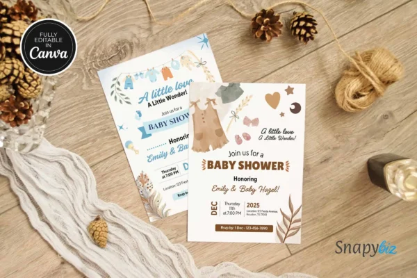 Editable boho baby shower invitation canva template - image 6