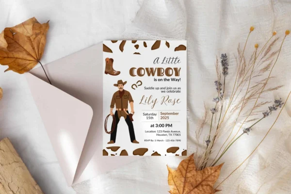 Cowboy Baby Shower Invitation It 51 Feature Images 2 Editable cowboy baby shower invitation canva template - image 10