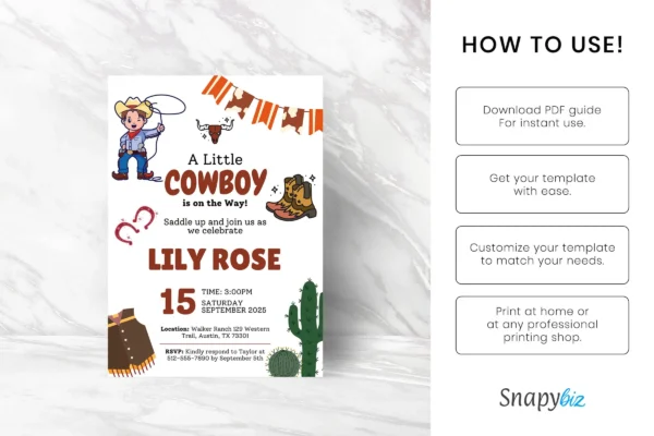 Cowboy Baby Shower Invitation It 51 Feature Images 5 Editable cowboy baby shower invitation canva template - image 7