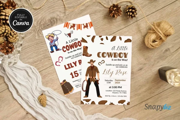 Cowboy Baby Shower Invitation It 51 Feature Images 7 Editable cowboy baby shower invitation canva template - image 5