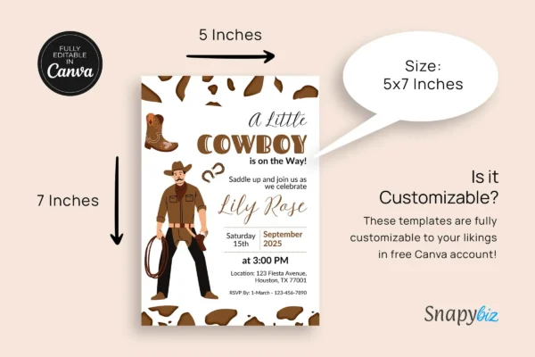 Cowboy Baby Shower Invitation It 51 Feature Images 8 Editable cowboy baby shower invitation canva template - image 4