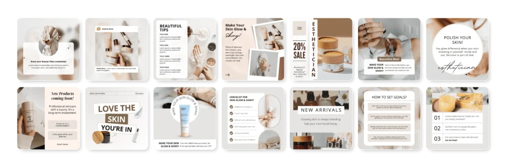 Esthetician social media template editable in Canva