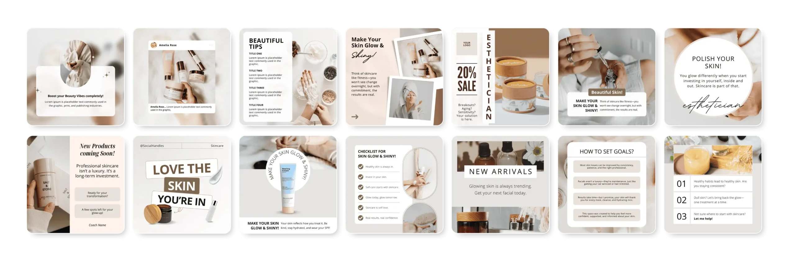 Esthetician social media template editable in Canva