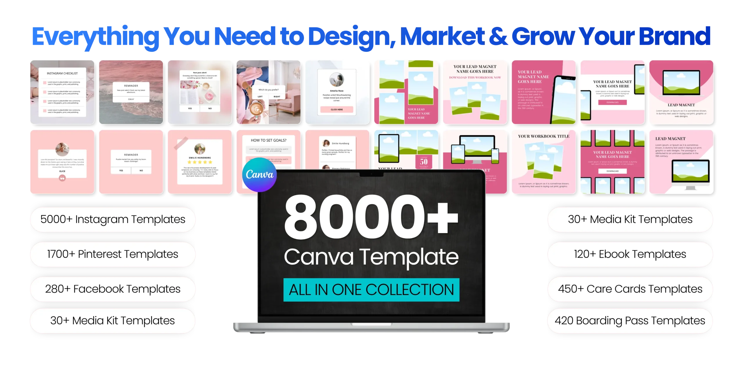 Design market and grow your brand with Canva templates bundle