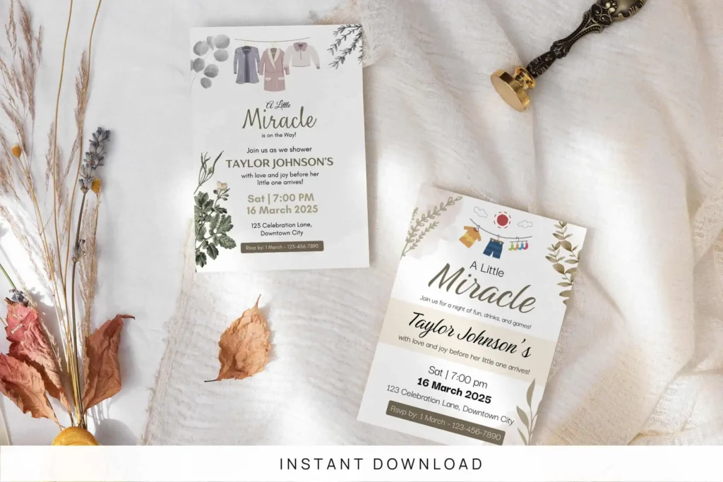 Gender Neutral Baby Shower Invitation Canva Template Gender Neutral Baby Shower Invitation Canva Template