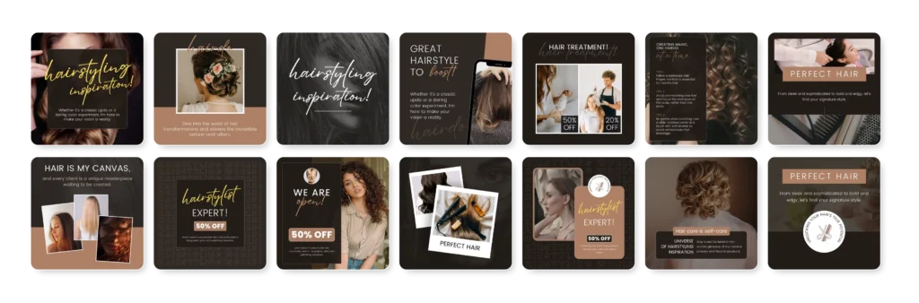 Hair stylist social media template editable in Canva