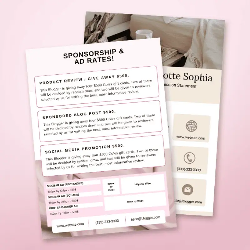 Editable media kit Canva template for creators