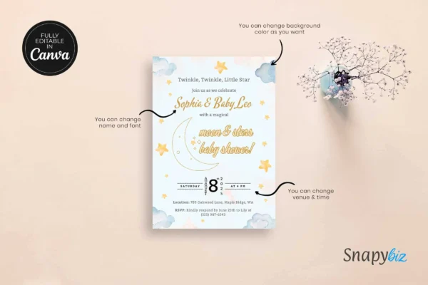Moon Baby Shower Invitation It 48 Feature Images 6 Editable over the moon baby shower invitation canva template - image 6