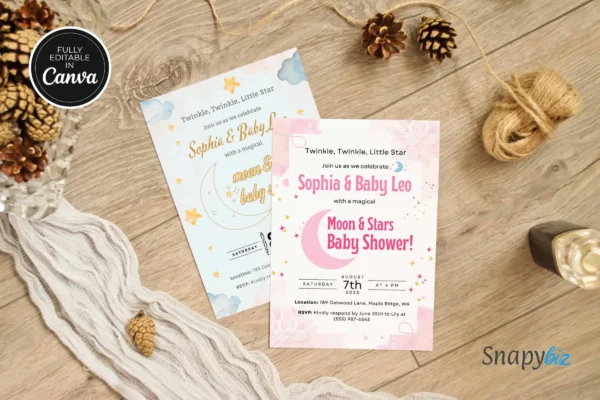 Moon Baby Shower Invitation It 48 Feature Images 7 Editable over the moon baby shower invitation canva template - image 4