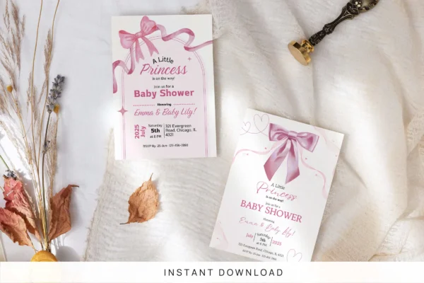 Pink Bow Baby Shower Invitation Template It 45 Feature Images 1 Editable pink bow baby shower invitation canva template - image 11