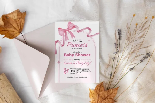Pink Bow Baby Shower Invitation Template It 45 Feature Images 2 Editable pink bow baby shower invitation canva template - image 9