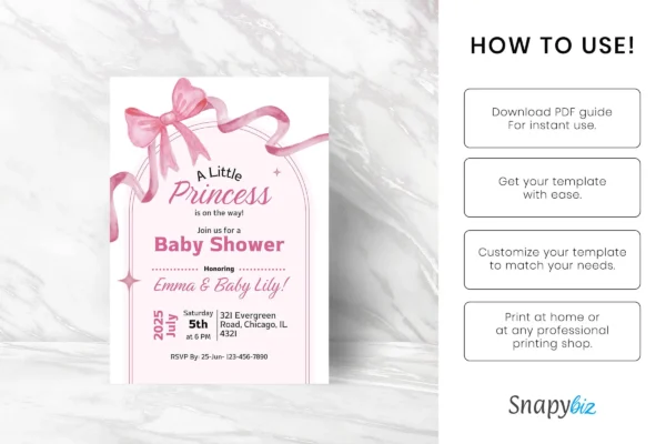Pink Bow Baby Shower Invitation Template It 45 Feature Images 5 Editable pink bow baby shower invitation canva template - image 7