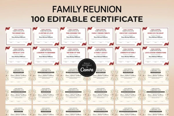 Printable Family Reunion Certificates Template Bundle Ct 301 Feature Image 1 Family reunion certificate canva template bundle - image 11