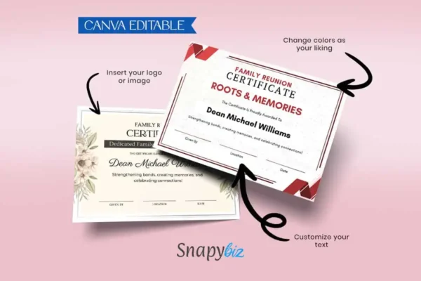 Printable Family Reunion Certificates Template Bundle Ct 301 Feature Image 2 Family reunion certificate canva template bundle - image 10