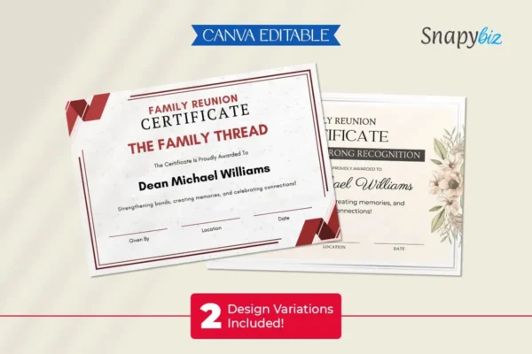 Printable Family Reunion Certificates Template Bundle Ct 301 Feature Image 4 Family reunion certificate canva template bundle - image 8