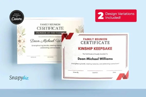 Printable Family Reunion Certificates Template Bundle Ct 301 Feature Image 6 Family reunion certificate canva template bundle - image 6
