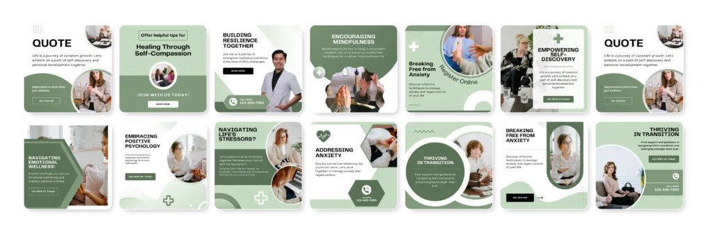 Psychologist social media template editable in Canva