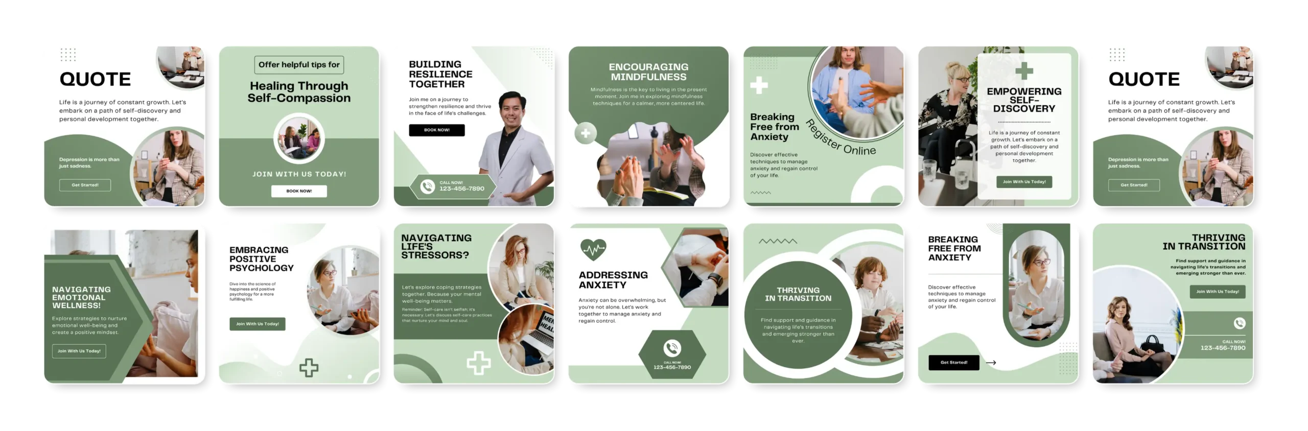 Psychologist social media template editable in Canva