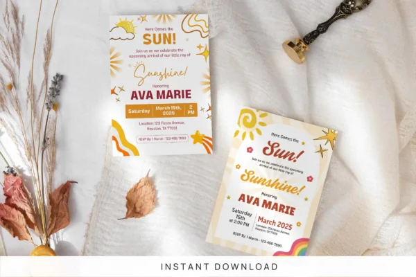 Retro Sun Baby Shower Invitation It 52 Feature Images 1 Editable retro sun baby shower invitation template - image 11