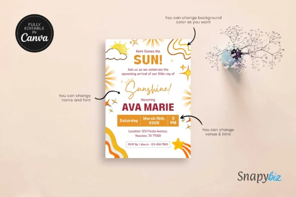 Retro Sun Baby Shower Invitation It 52 Feature Images 6 Editable retro sun baby shower invitation template - image 6