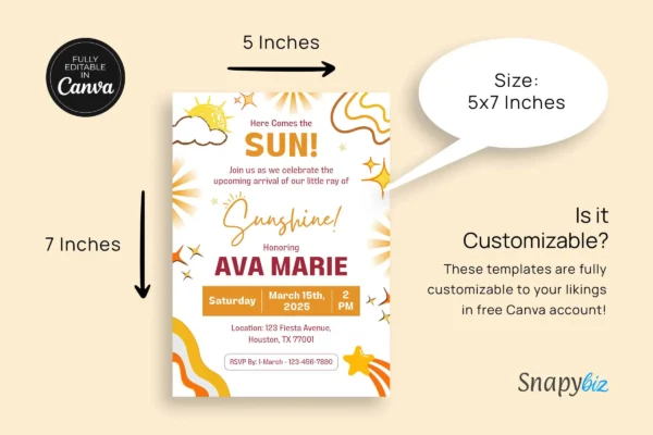 Retro Sun Baby Shower Invitation It 52 Feature Images 8 Editable retro sun baby shower invitation template - image 4