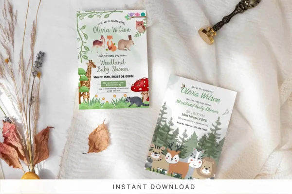 Woodland Boy Baby Shower Invitation It 43 Feature Images 1 Editable woodland boy baby shower invitation canva template - image 11