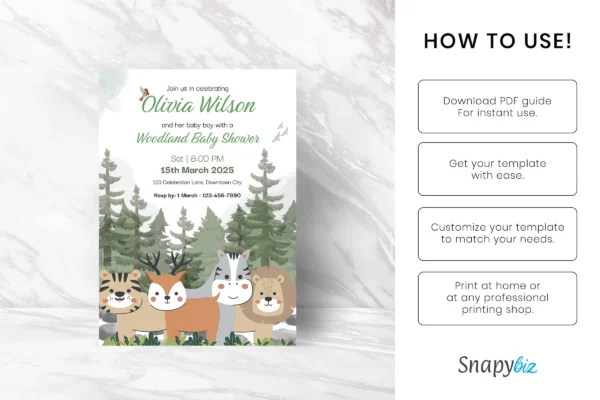 Woodland Boy Baby Shower Invitation It 43 Feature Images 5 Editable woodland boy baby shower invitation canva template - image 7