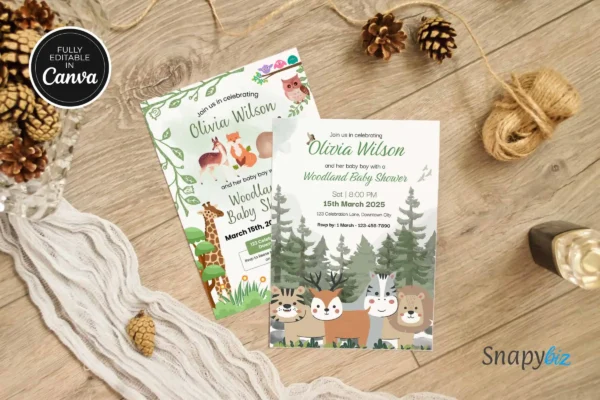 Woodland Boy Baby Shower Invitation It 43 Feature Images 7 Editable woodland boy baby shower invitation canva template - image 5