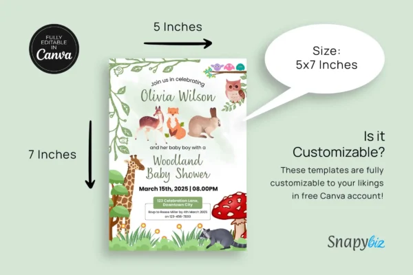 Woodland Boy Baby Shower Invitation It 43 Feature Images 8 Editable woodland boy baby shower invitation canva template - image 4