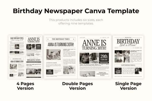 Birthday Newspaper Canva Template Feature Images 10 Birthday newspaper canva editable template - image 2