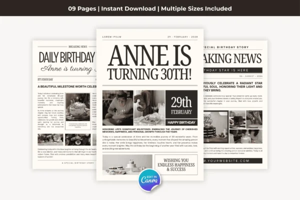 Birthday Newspaper Canva Template Feature Images 2 Birthday newspaper canva editable template - image 10