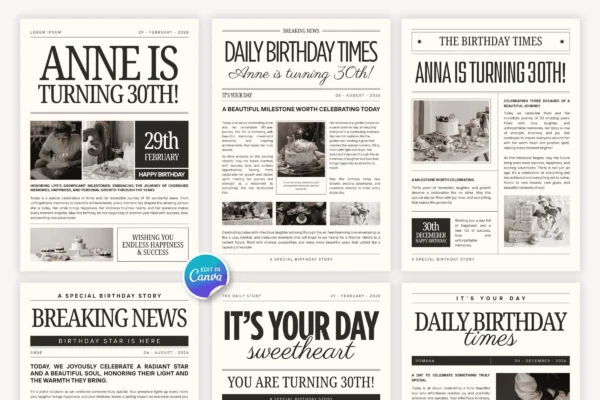 Birthday Newspaper Canva Template Feature Images 3 Birthday newspaper canva editable template - image 9