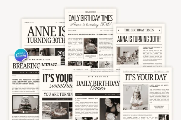 Birthday Newspaper Canva Template Feature Images 4 Birthday newspaper canva editable template - image 8