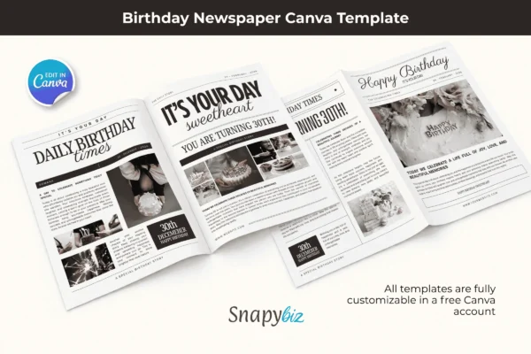 Birthday Newspaper Canva Template Feature Images 8 Birthday newspaper canva editable template - image 4