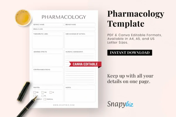 Canva pharmacology nursing printable template - image 10