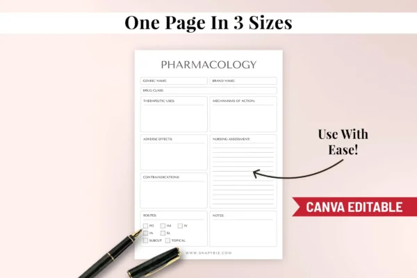 Canva pharmacology nursing printable template - image 7