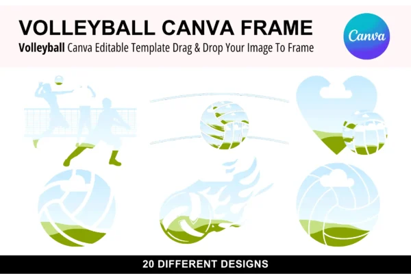 Volleyball Canva Frame Feature Images 1 Volleyball canva frame photo collage editable template - image 2