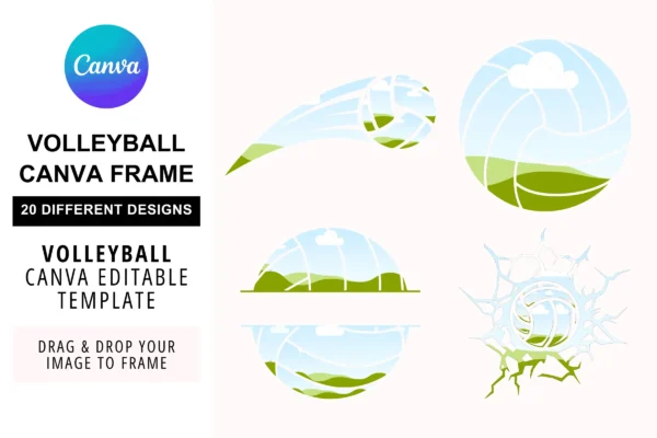 Volleyball Canva Frame Feature Images 3 Volleyball canva frame photo collage editable template - image 4