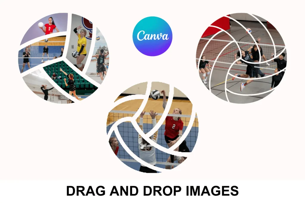 Volleyball Canva photo collage frame template with drag and drop images for team and sports memories