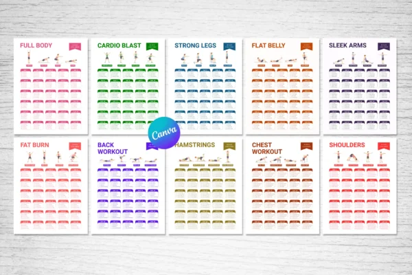 Workout Challenge Printable Canva Template Feature Images 3 Printable 30 day workout challenge bundle - image 8