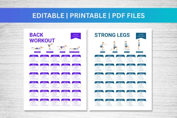 Workout Challenge Printable Canva Template Feature Images 7 Printable 30 day workout challenge bundle - image 4