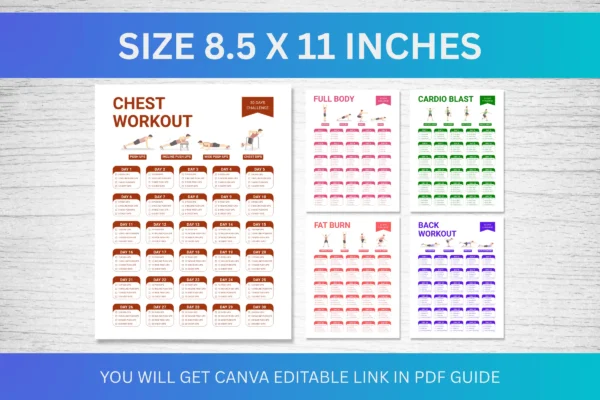 Workout Challenge Printable Canva Template Feature Images 8 Printable 30 day workout challenge bundle - image 3