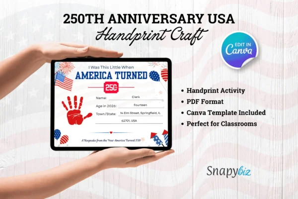 250Th Anniversary Usa Handprint Craft Feature Image 5 1 Free 250th anniversary usa handprint craft | canva template + pdf - image 8